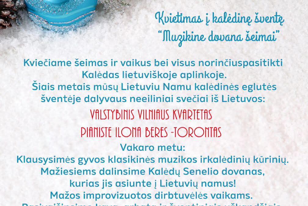 Kvietimas į kalėdinę šventę “Muzikine dovana šeimai ” 